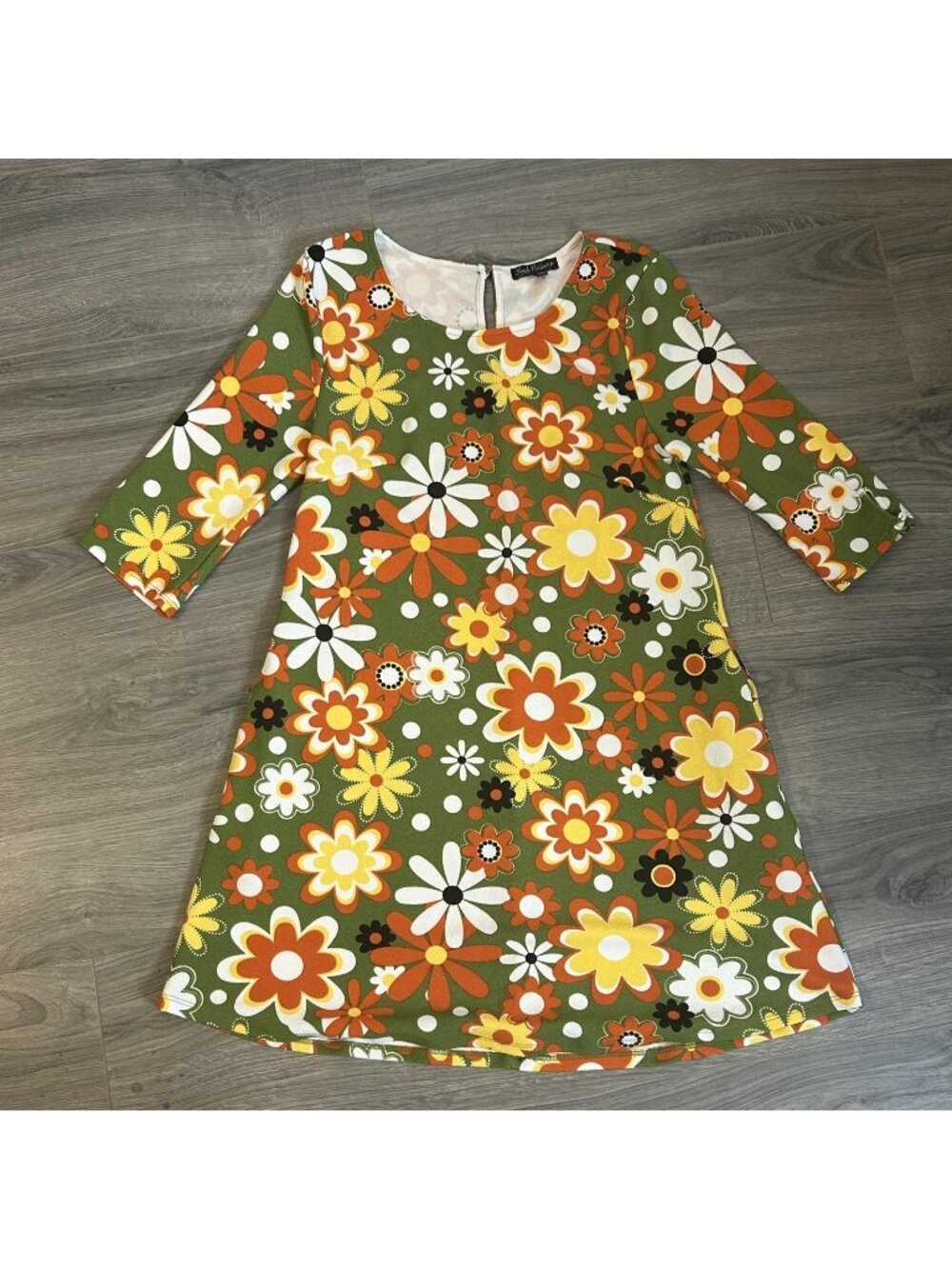 Smak Parlour Dress Womens M Retro Daisy Floral 70s 60s Mod A-Line Shift Mini